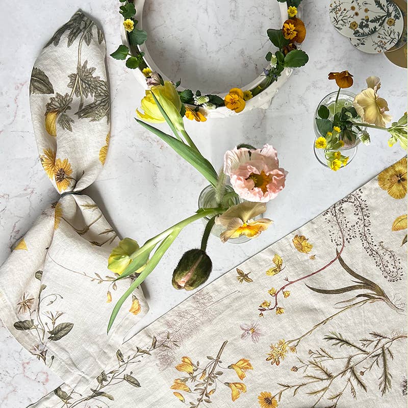 Flora Danica Yellow Linen Napkin