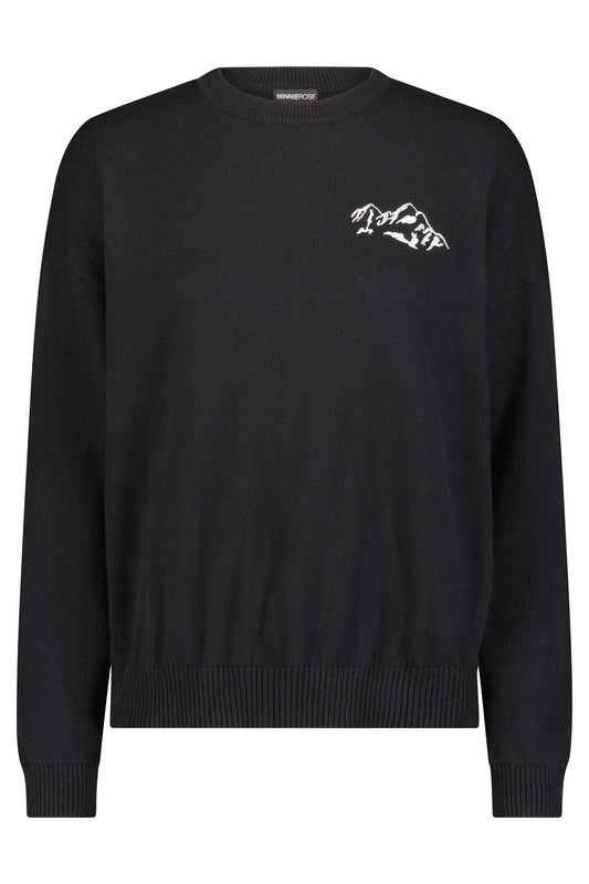 Cotton/Cashmere Unisex Crew Neck Sweater w/Embroidery