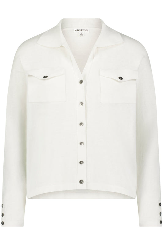 Cotton Cashmere Solid Camp Shirt - White
