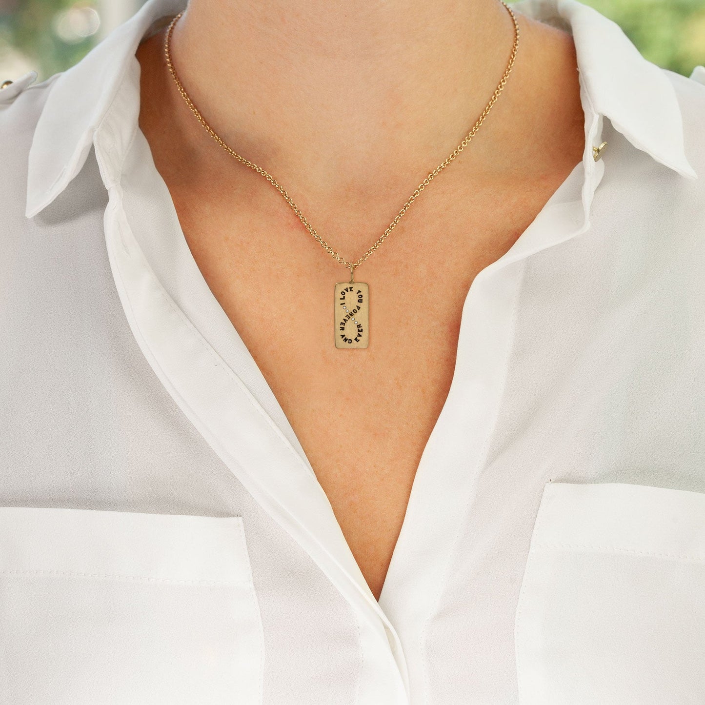 14k Gold Love You Forever Infinity ID Tag