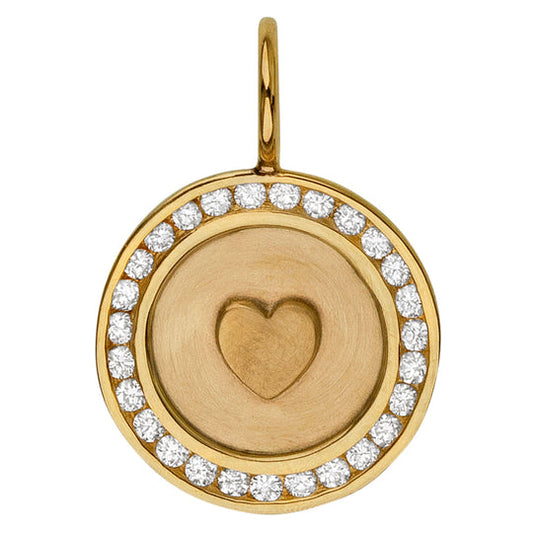 Heart 14k Channel Set Small Round Charm