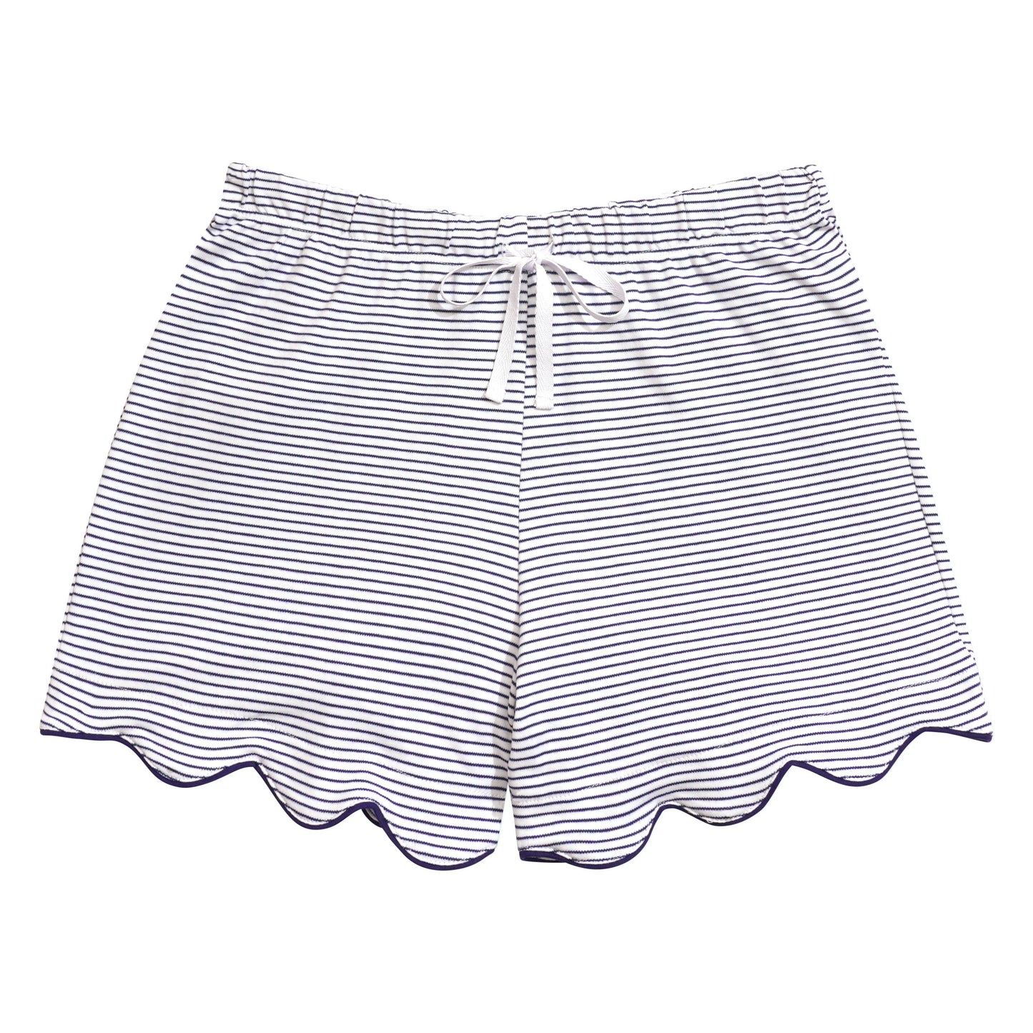 Scallop Short Pajama Set - Navy Stripe