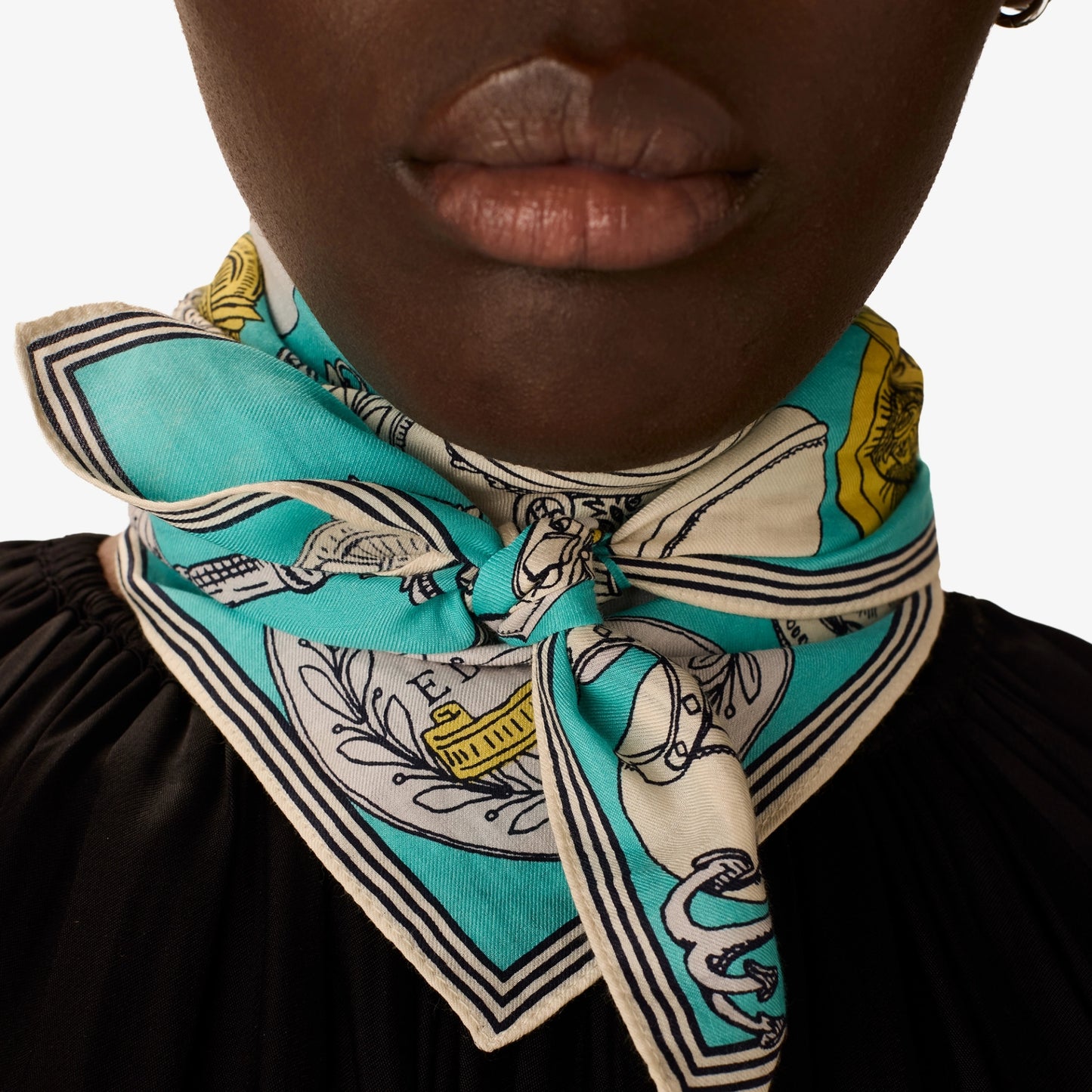 Square Scarf 65 - Octopus - Turquiose