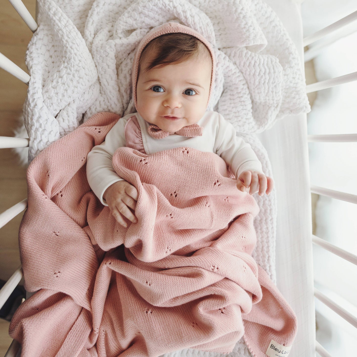 100% Organic Cotton Pointelle Swaddle Receiving Baby Blanket: Milk Chocolate