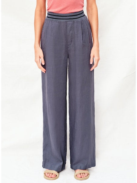 Palazzo Pant with Striped Rib in Nightshade