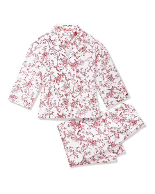 The Olivia Wide Leg Pima Pajama Set - Red Timeless Toile