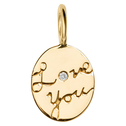 14k Yellow Gold 'Gold Love You Oval Charm'