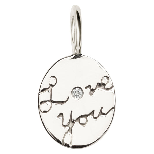 Sterling Silver Love You Oval Charm