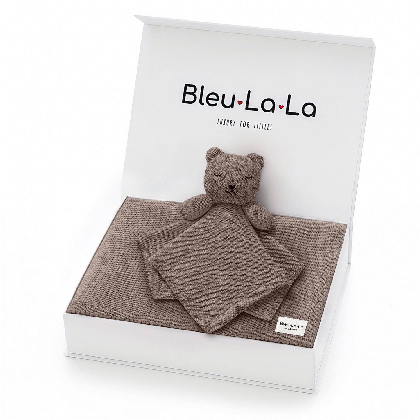 Blanket and Lovey Security Blanket Organic Cotton Gift Set - Bear - Sky Blue
