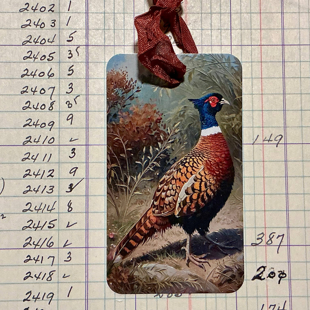 Pack of 3 Gift Tags with Crinkle Ribbon -  Pheasant