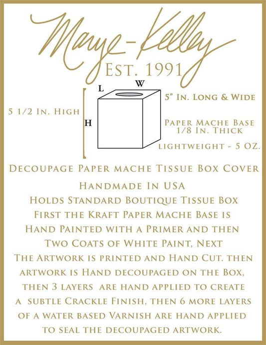 Ski Toile Blue on White Tissue Box Cover: Paper Mache