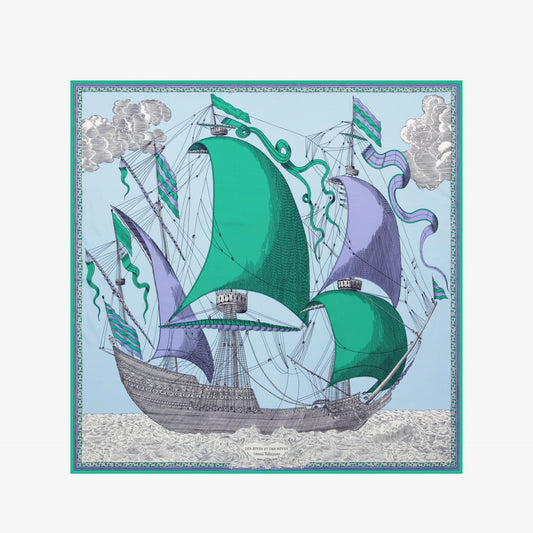 Scarf Square 130 - Des Rives et Des Reves - Green
