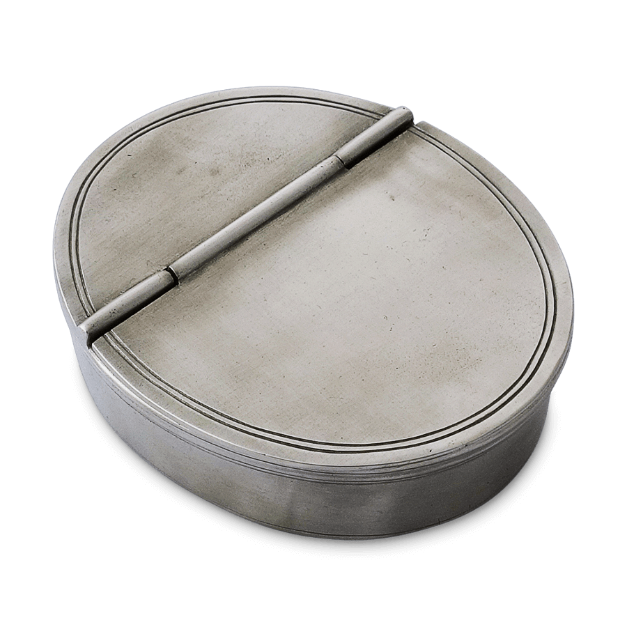 Pewter Oval Lidded Cigar Ash Tray