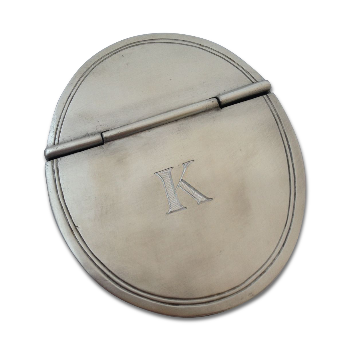 Pewter Oval Lidded Cigar Ash Tray