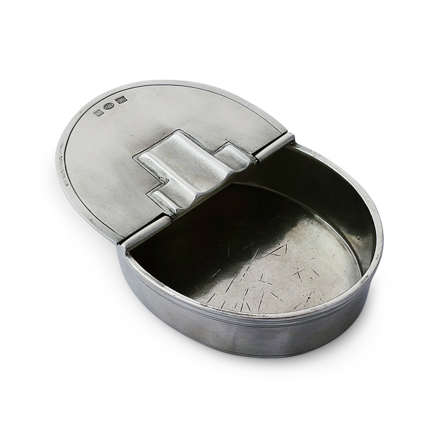 Pewter Oval Lidded Cigar Ash Tray
