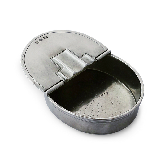 Pewter Oval Lidded Cigar Ash Tray