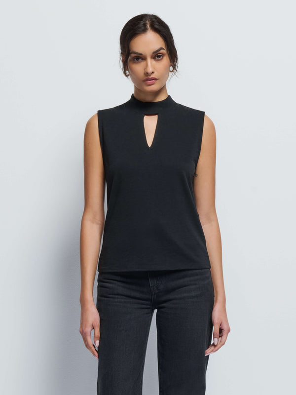 Alba Mock Neck Top - Jet Black