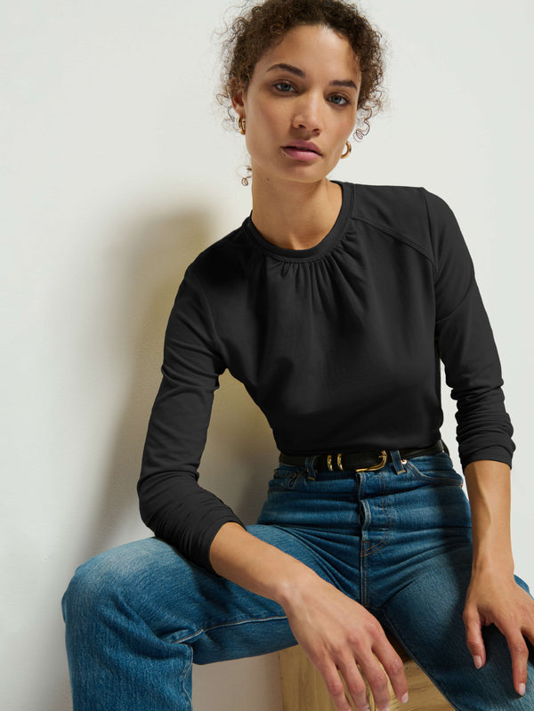 Alejandra Crewneck Top - Jet Black