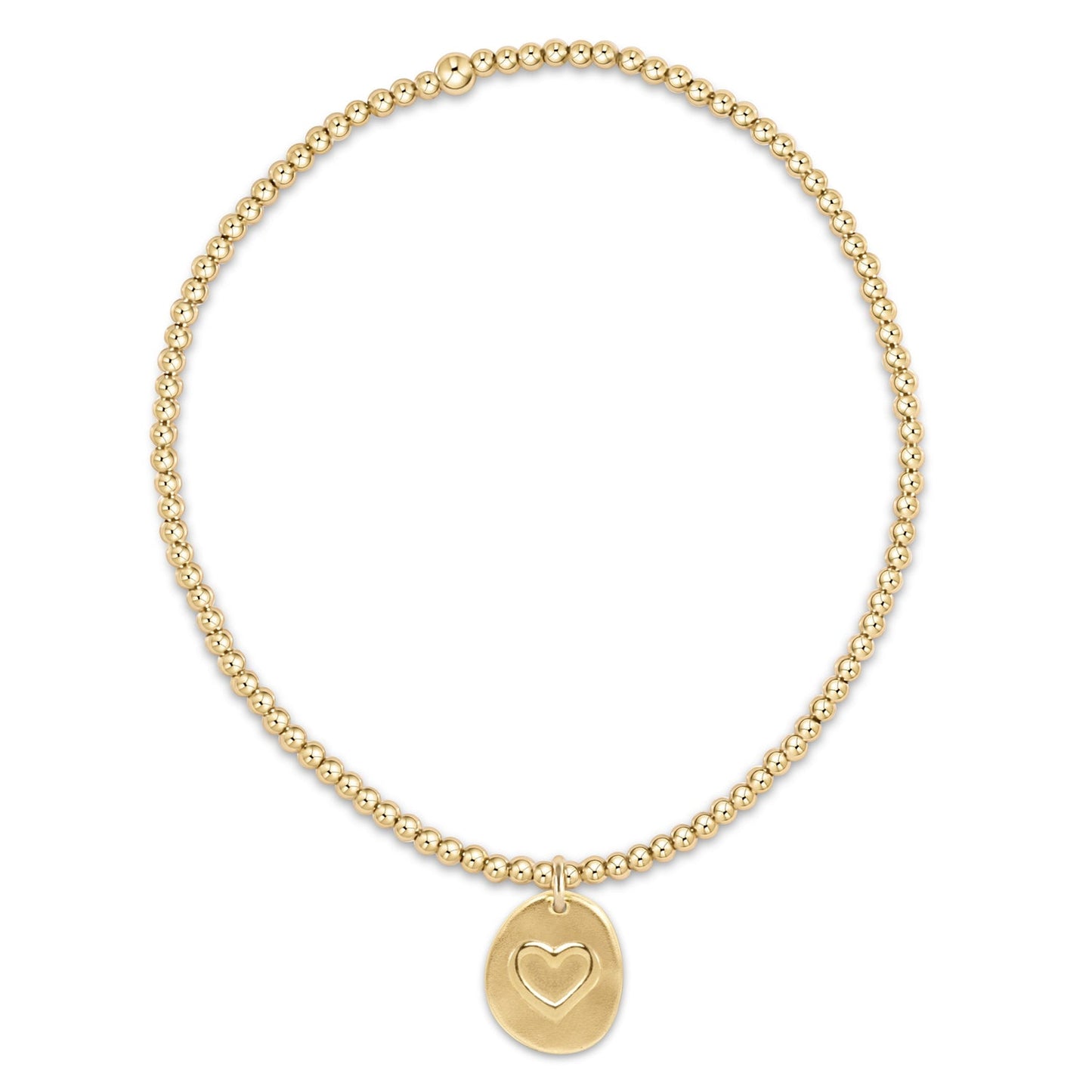 Classic Gold 2mm Bead Bracelet - Inspire Love Small Charm