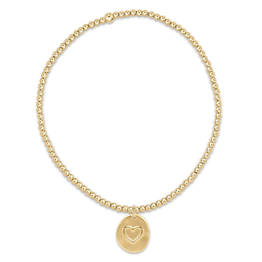 Classic Gold 2mm Bead Bracelet - Inspire Love Small Charm