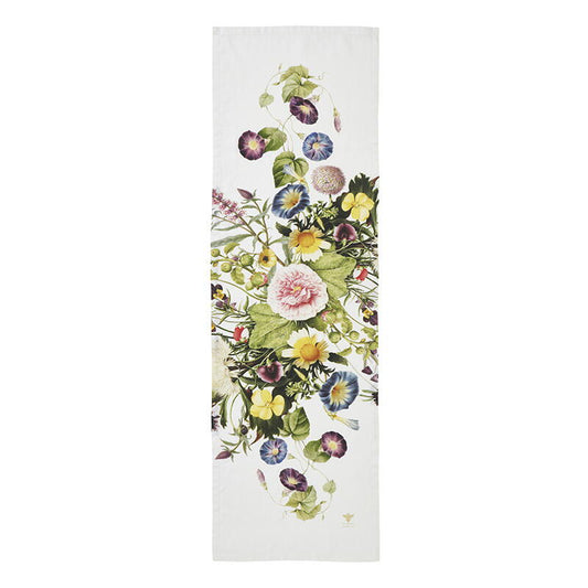 A Flower Garden Linen Table Runner - 145cm x 45 cm/4.75ftx1.48ft