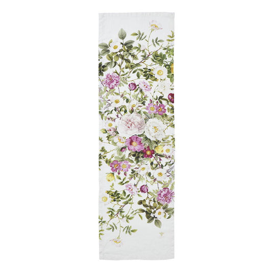 Rose Flower Garden Linen Table Runner - 145cm x 45 cm/4.75ftx1.48ft