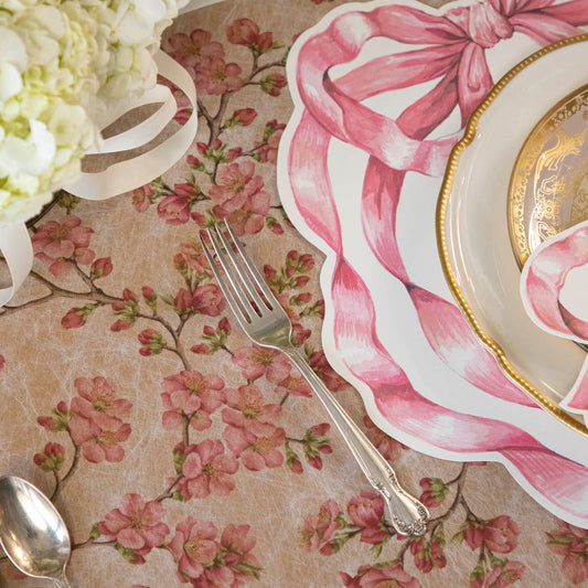 Paper Table  Runner - Pink Cherry Blossom - 30"x18'