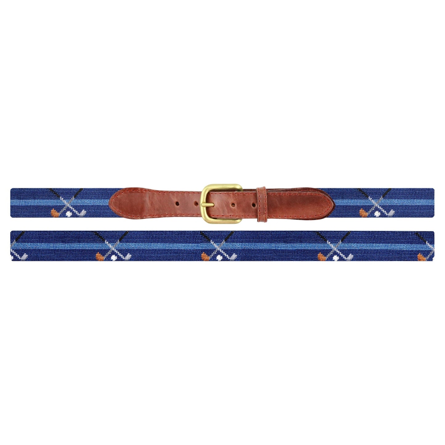 Belt - Crossed Clubs in Classic Navy - Hand-Stitched Needlepoint