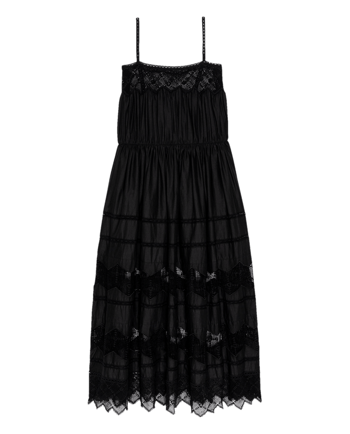 The Rosette Crochet Dress - Black