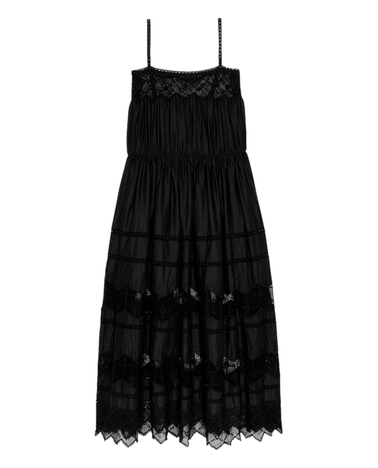 The Rosette Crochet Dress - Black