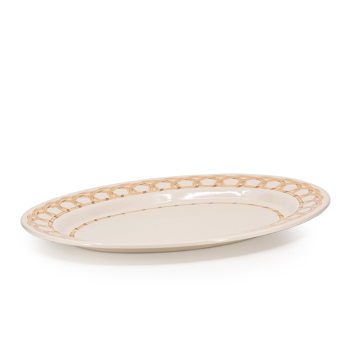 Domino x CCH Wicker Small 14 inch Oval, Tray Almond