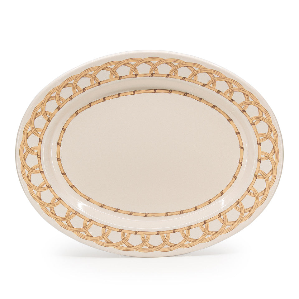 Domino x CCH Wicker Small 14 inch Oval, Tray Almond
