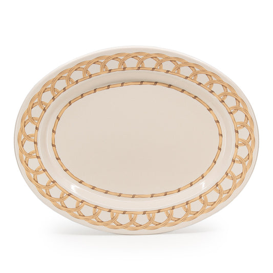 Domino x CCH Wicker Small 14 inch Oval, Tray Almond