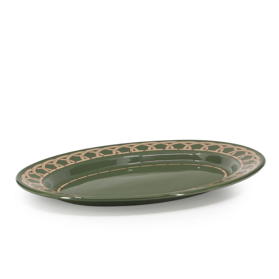 Domino x CCH Wicker Small 14 inch Oval Tray - Sage