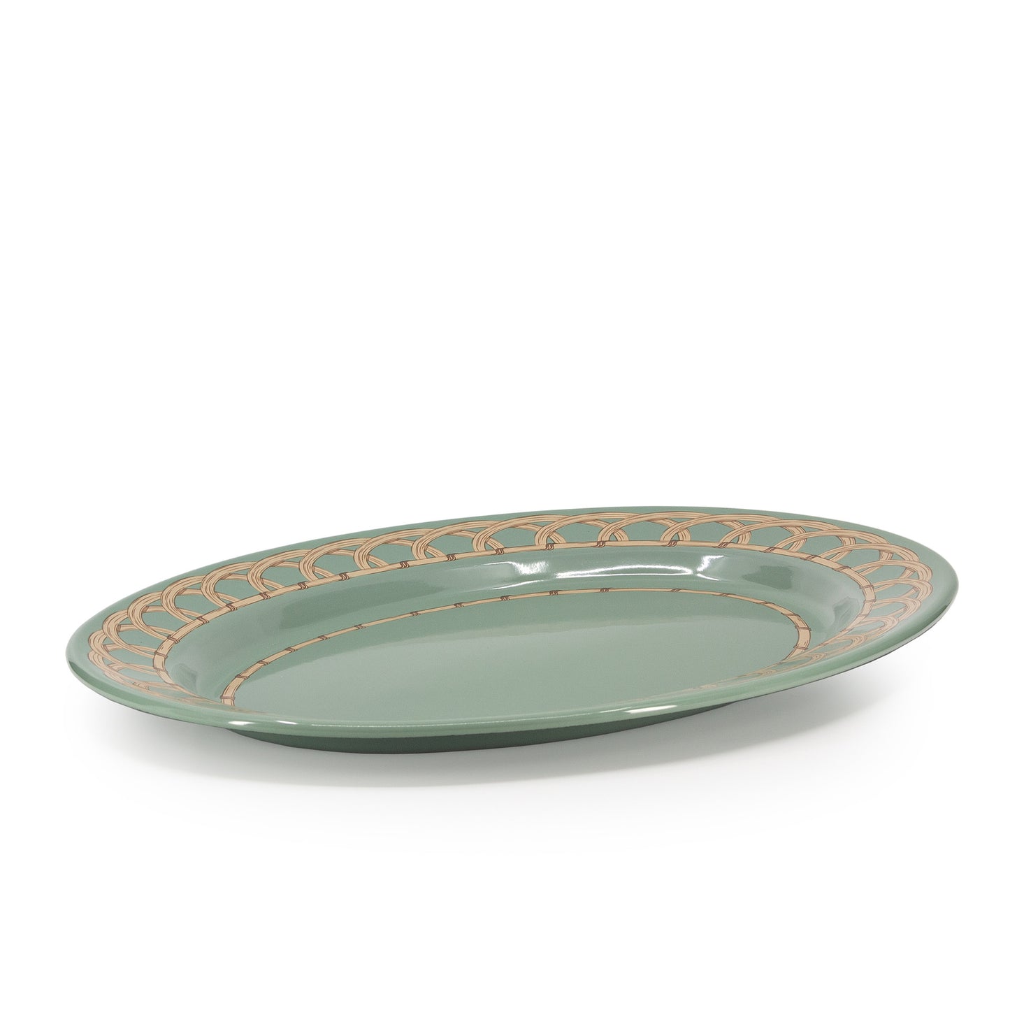 Domino x CCH Wicker Small 14 inch Oval Tray - Sea Blue