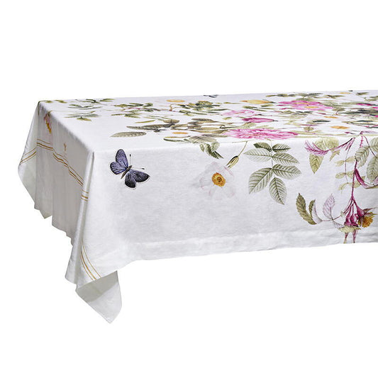 Rose Flower Garden Linen Tablecloth - 145cm x 220 cm/7.22ftx4.75ft
