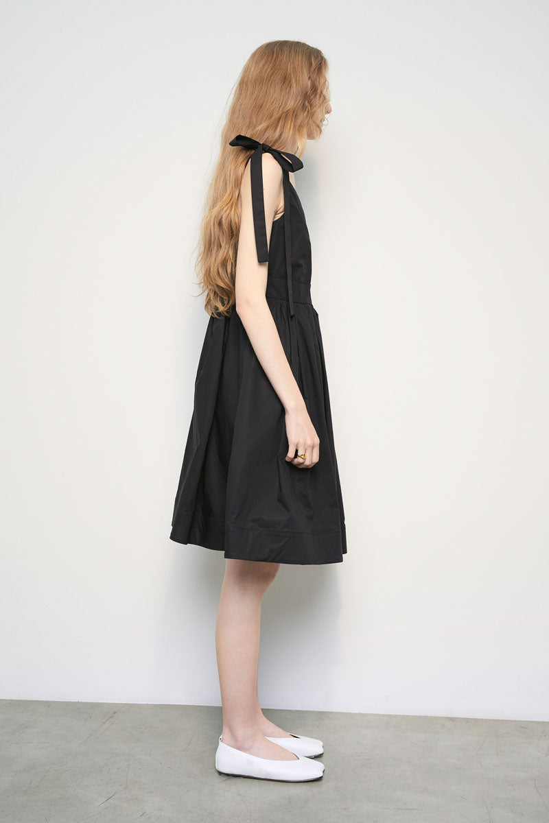 Abito Sleeveless Dress with Bow Detail at Shoulder - Black