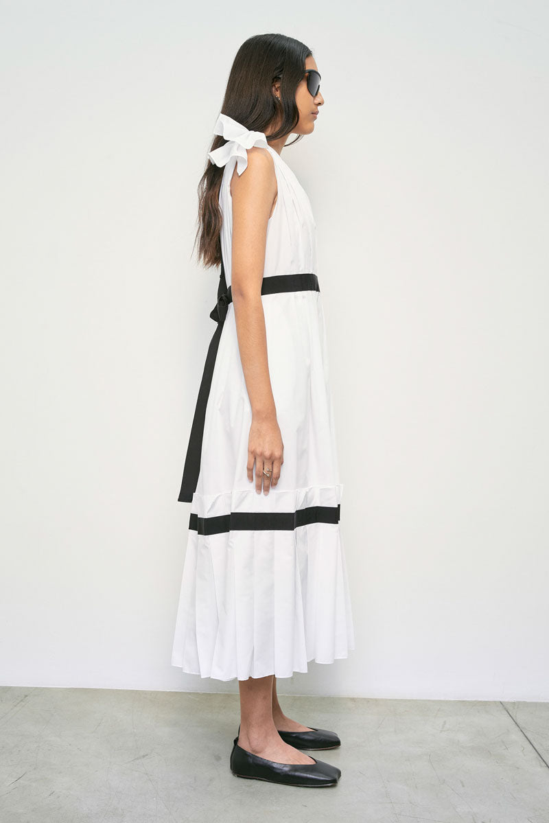 Dress - Off White/Black Bow Detail