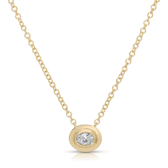 14k Yellow Gold Oval Diamond Necklace