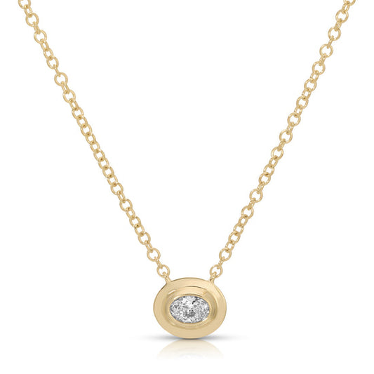 14k Yellow Gold Oval Diamond Necklace