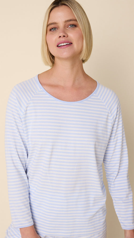 Essential Stripe Pima Knit Pullover Set - Heavenly Blue