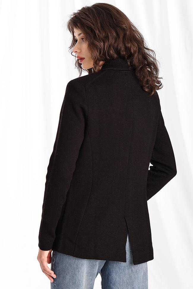 Cotton Blend Boyfriend Blazer - Black