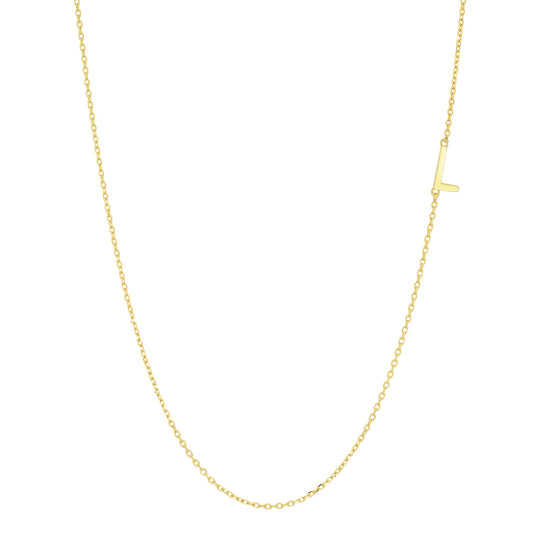 14k Gold Sideways Monogram Necklace - Letter L