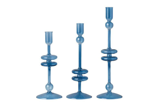 Glass Candlestick - Sapphire