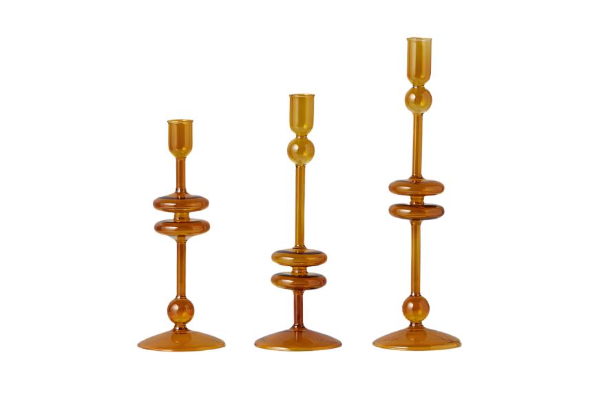 Glass Candlestick - Amber