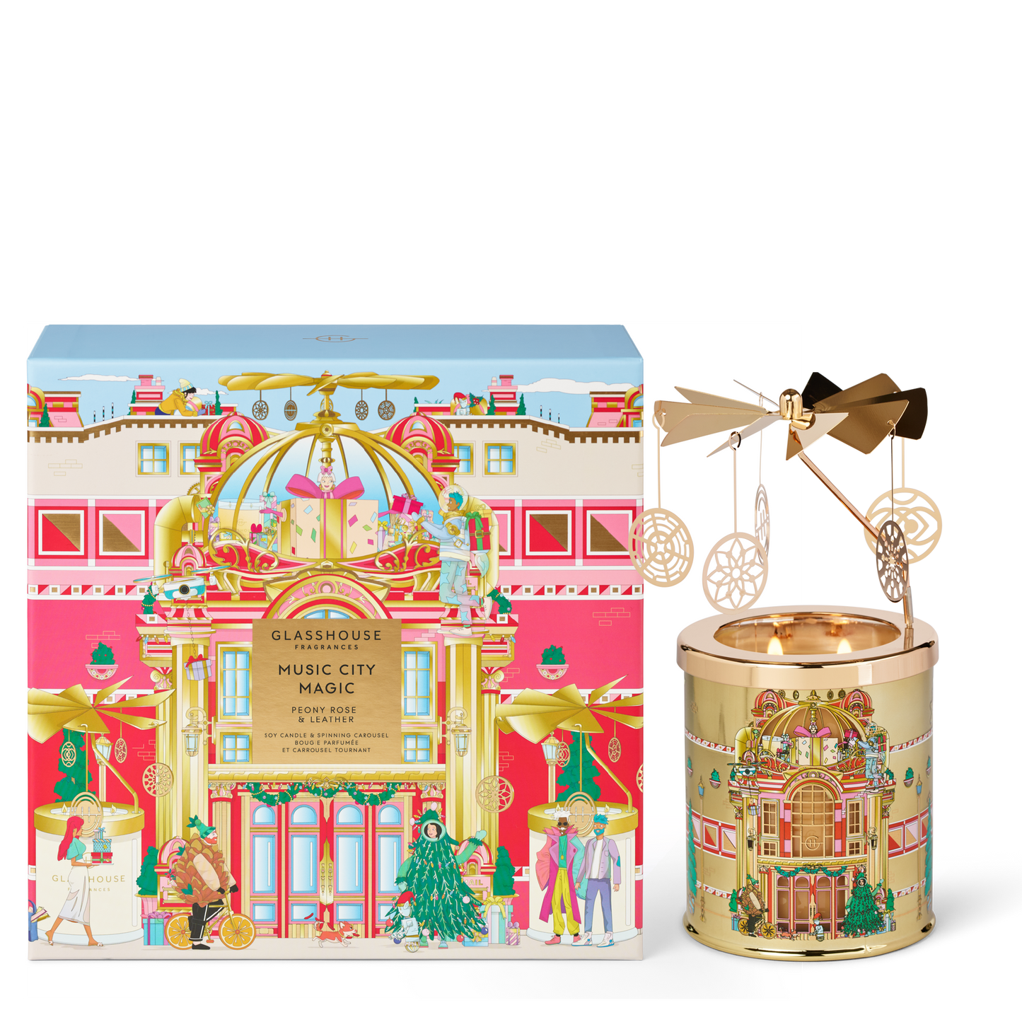 13.4oz Triple Scented Soy Candle with Spinning Carousel Gift Set