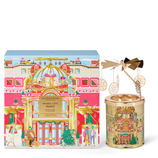 13.4oz Triple Scented Soy Candle with Spinning Carousel Gift Set
