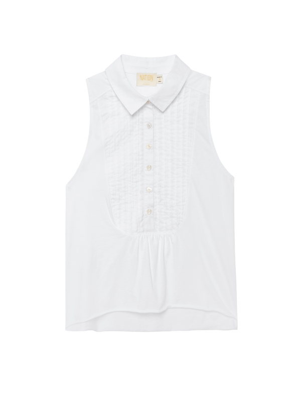 Greta Pintuck Top - White