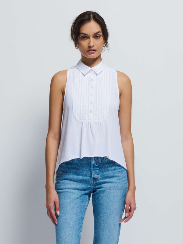 Greta Pintuck Top - White