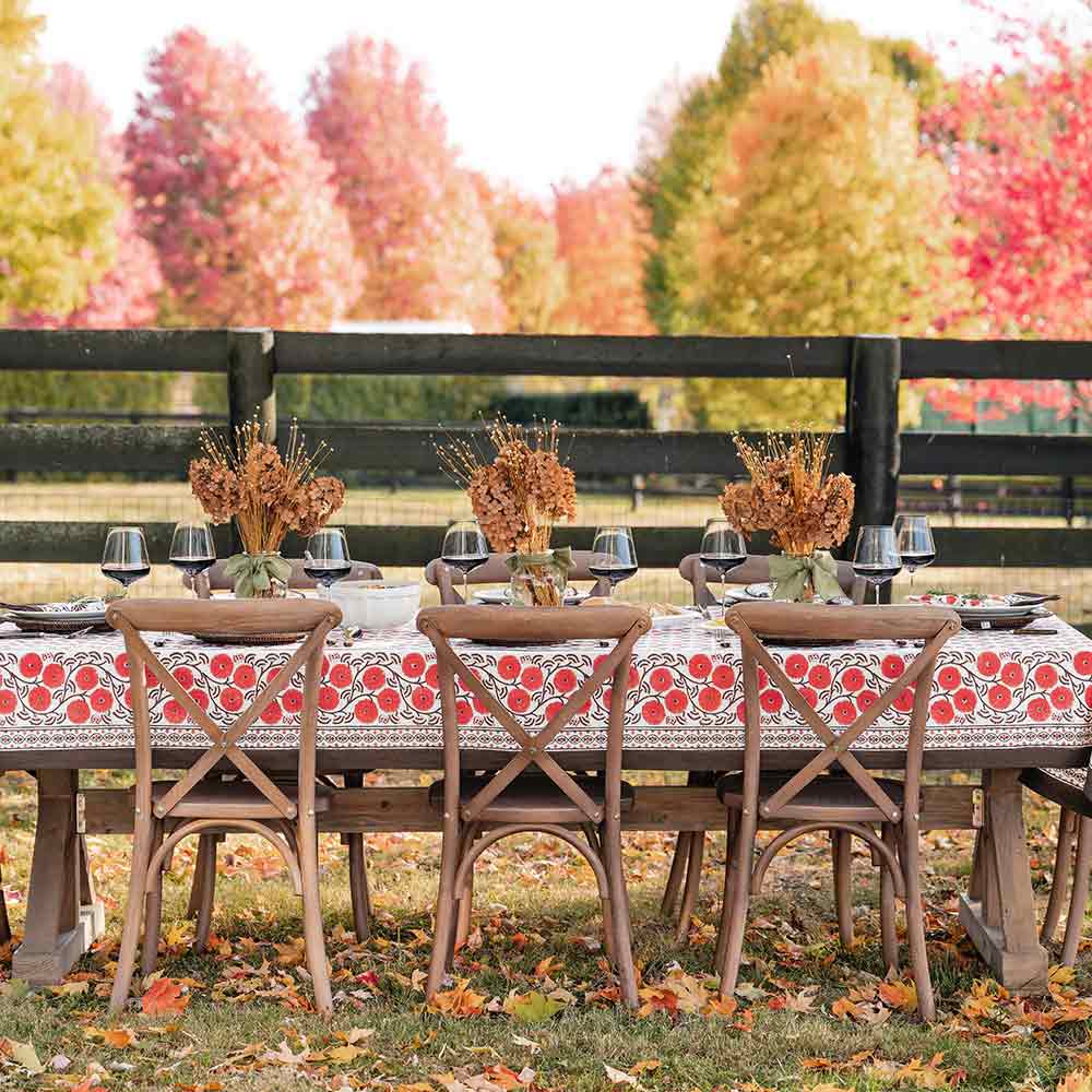 55"x55" Gaya Brown & Persimmon Tablecloth